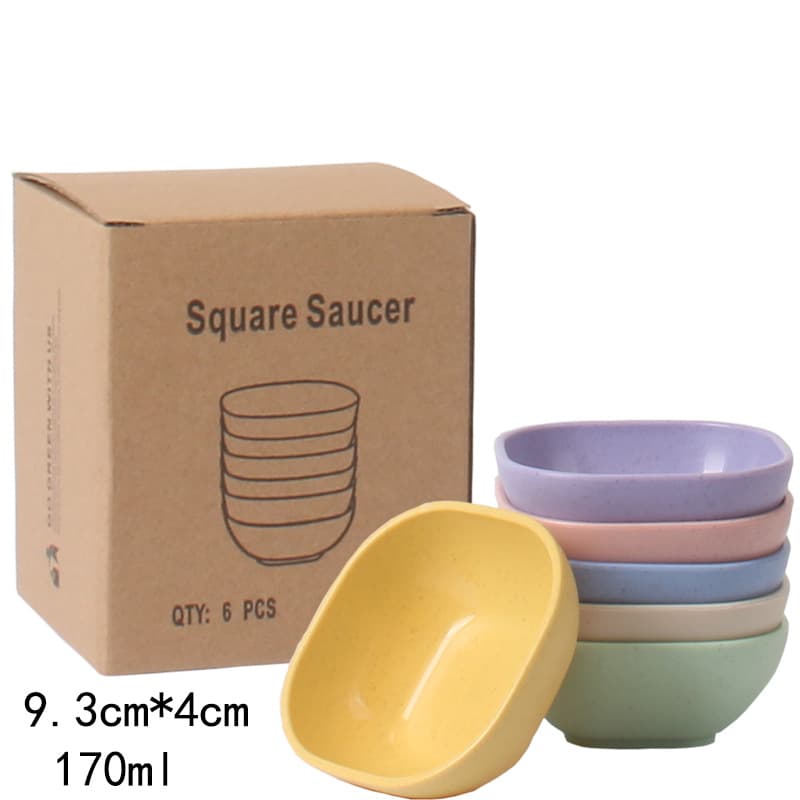 4-inch square sauce dish, 6 boxes of wheat straw sauce dish, hot pot barbecue sauce dish, soy sauce vinegar sauce dish