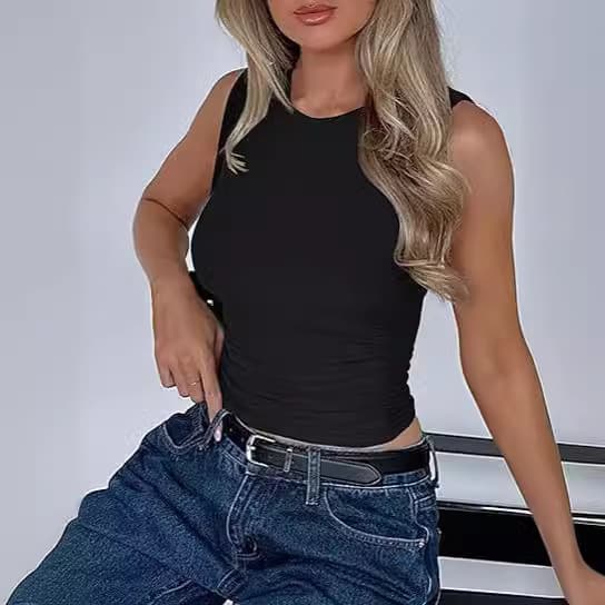 Cross-border European and American clothing Amazon threaded camisole women's inner wear short hot girl tops are tight and can be worn outside