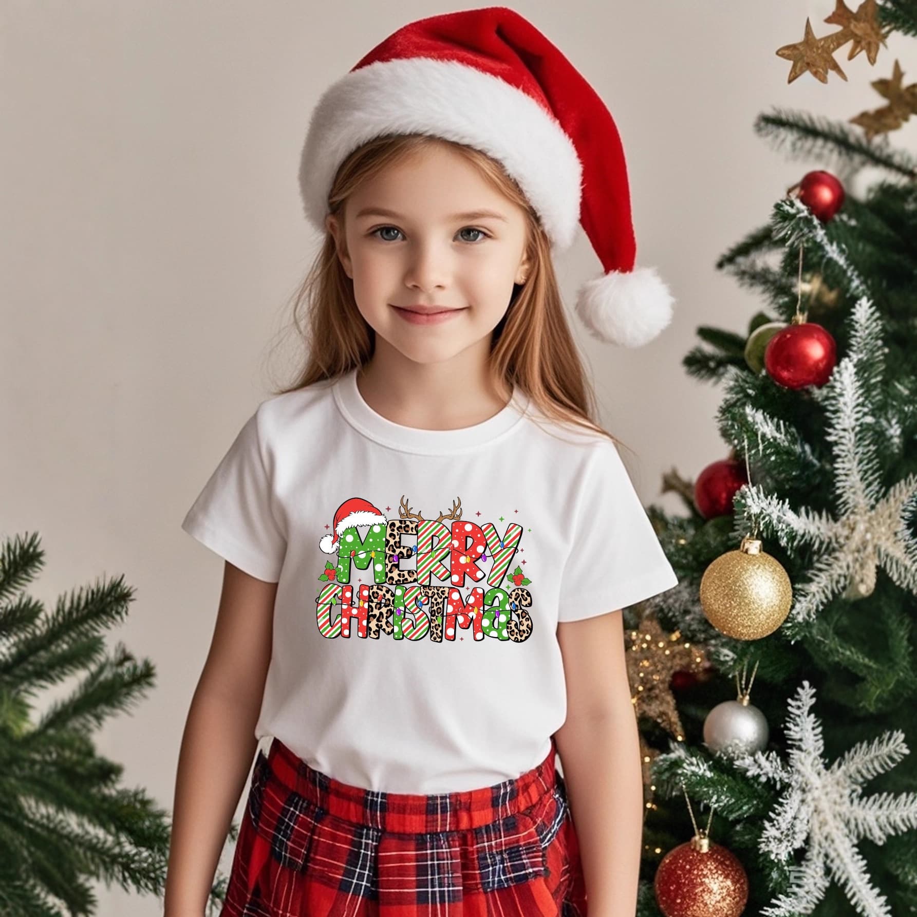 Christmas New Style Sibling Baby Outfit Cute Round Neck Merry Christmas Kindergarten Performance T-Shirt