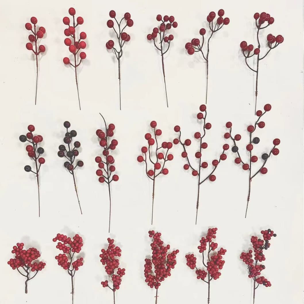 Artificial Plant Christmas Red Berry Foam Berry 12-Head Red Berry String Wealth Berry Decorative Green Plant