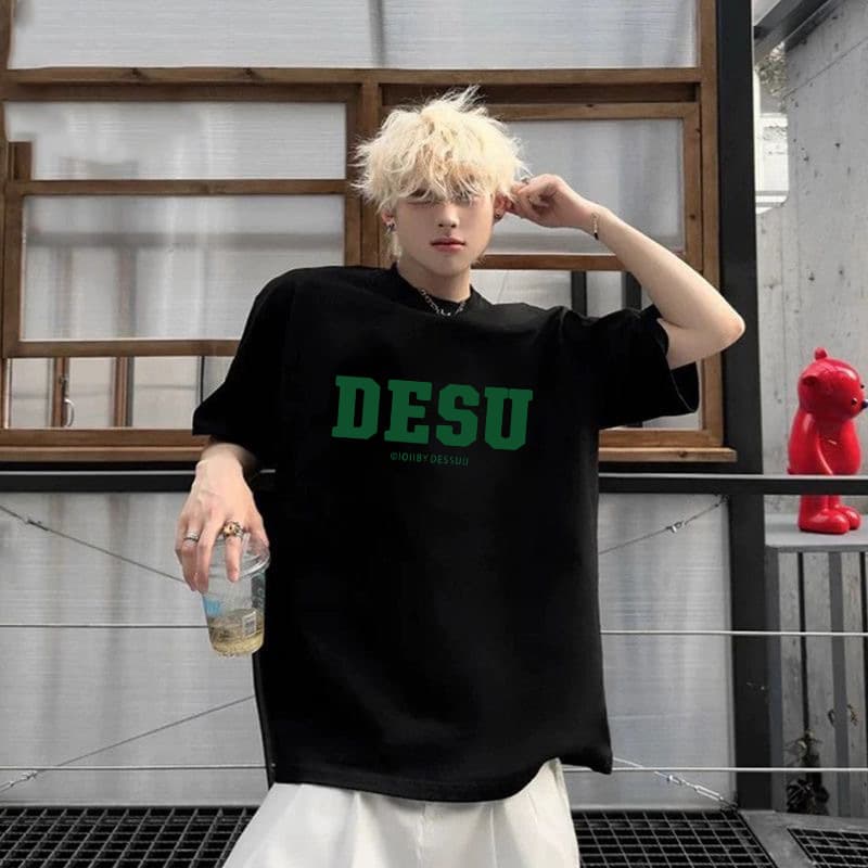 Foreign Trade Ins Hong Kong Style Printed Round Neck Short-Sleeved T-Shirt Unisex Trendy Versatile Casual White T-Shirt Couple's Outfit T-Shirt