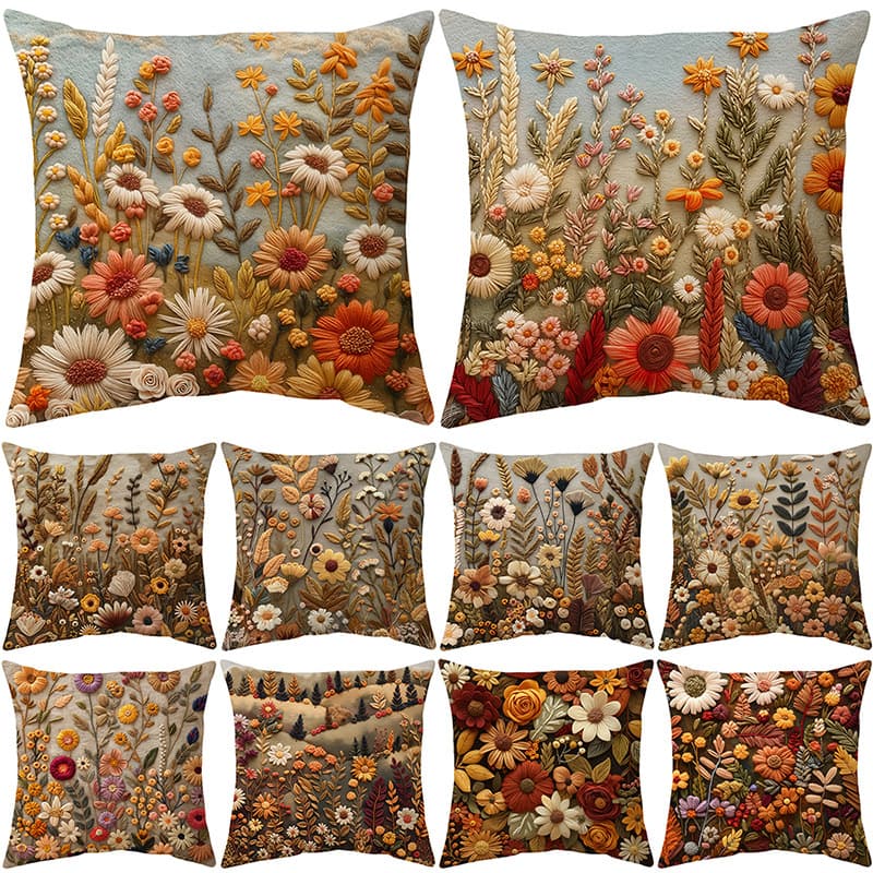 Cross-border Retro Flower Pillow Case Bohemian Style Amazon Home Living Room Sofa Pillow Case Cushion Wholesale