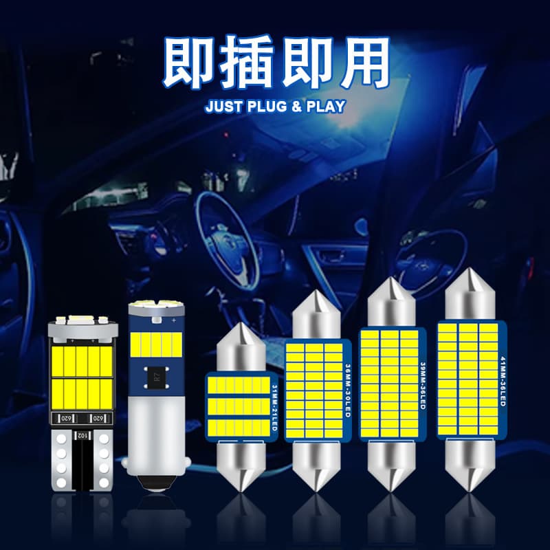 Car LED Dome Light CNBUS Double Tip 3014 31/36/39/41mm Decoding Reading Light License Plate Light