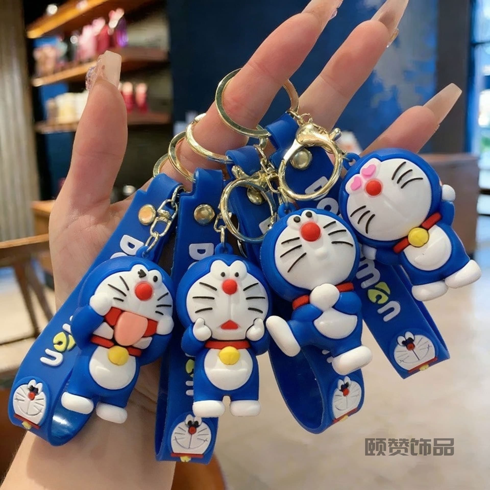Cute Robot Cat Keychain Cartoon Doraemon Exquisite Student Backpack Pendant Car Keychain Pendant Wholesale