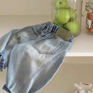 2025 New Children's Jeans, Boys' Loose Curved Leg Pants, Girls' Spring Casual Stylish Long Pants