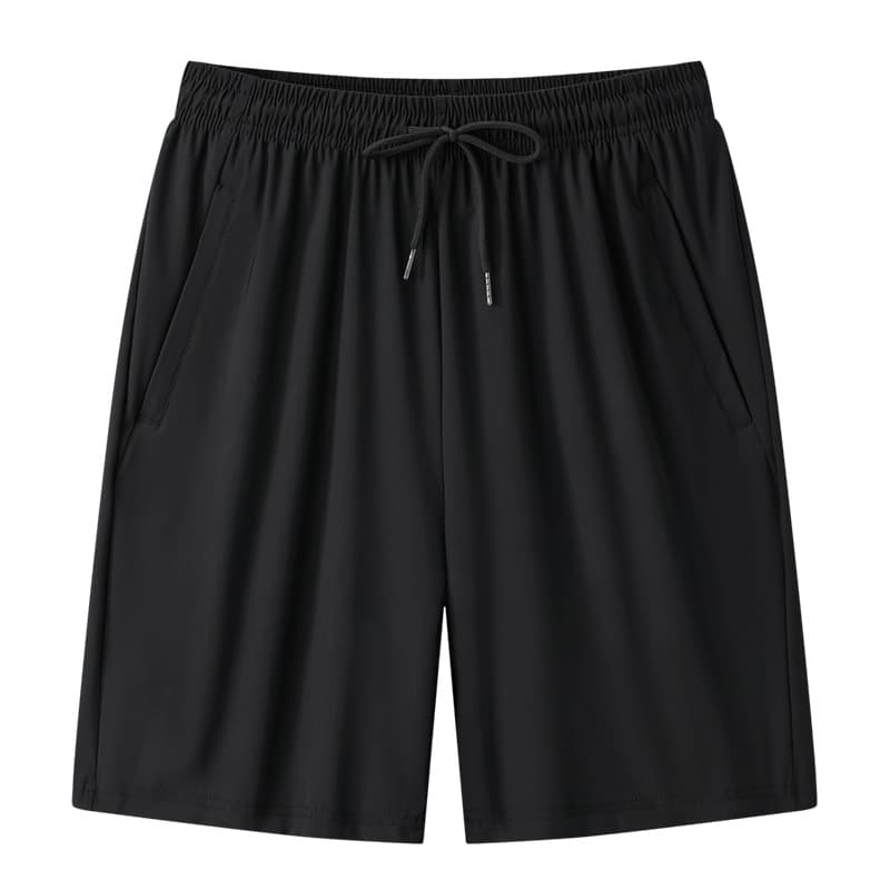 Men's high-elastic ice silk shorts large size plus fat plus fat sports pants summer thin beach pants zipper