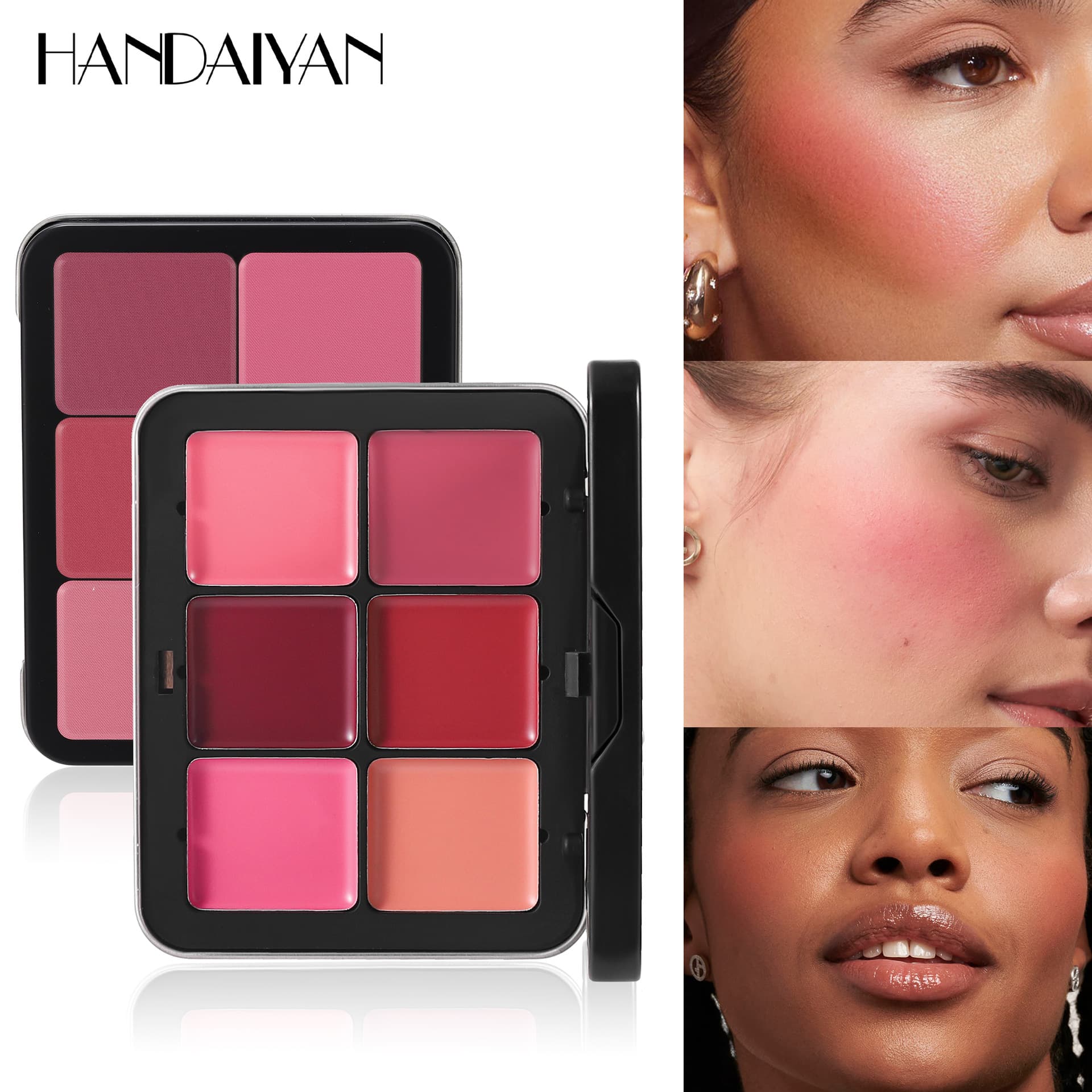 Cross-border 12-color tin box blush palette, multi-purpose handaiyan concealer, highlighter and contour palette, matte blush cream