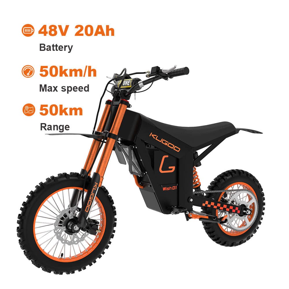 Kugoo Wish 01 Se Electric Motorcycle 1500W 48V 20Ah Electric Bicycle Long Range 50 0m