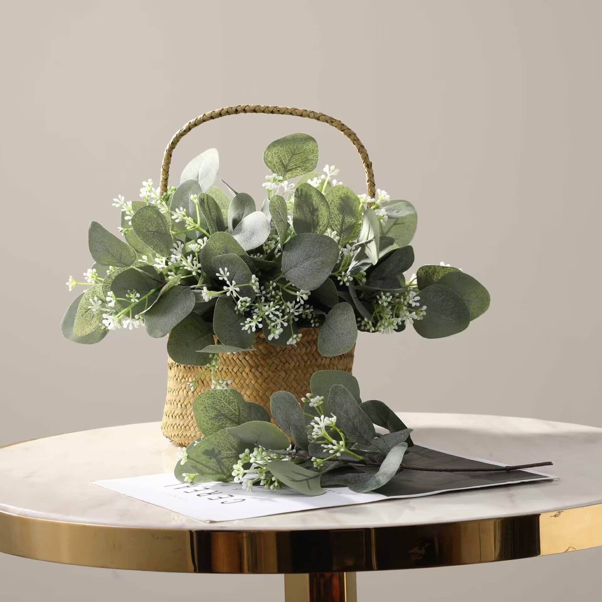 Nordic DIY Artificial Eucalyptus Branch, Short Stem Eucalyptus Leaves, Money Leaf for Wedding Background Wall Wholesale