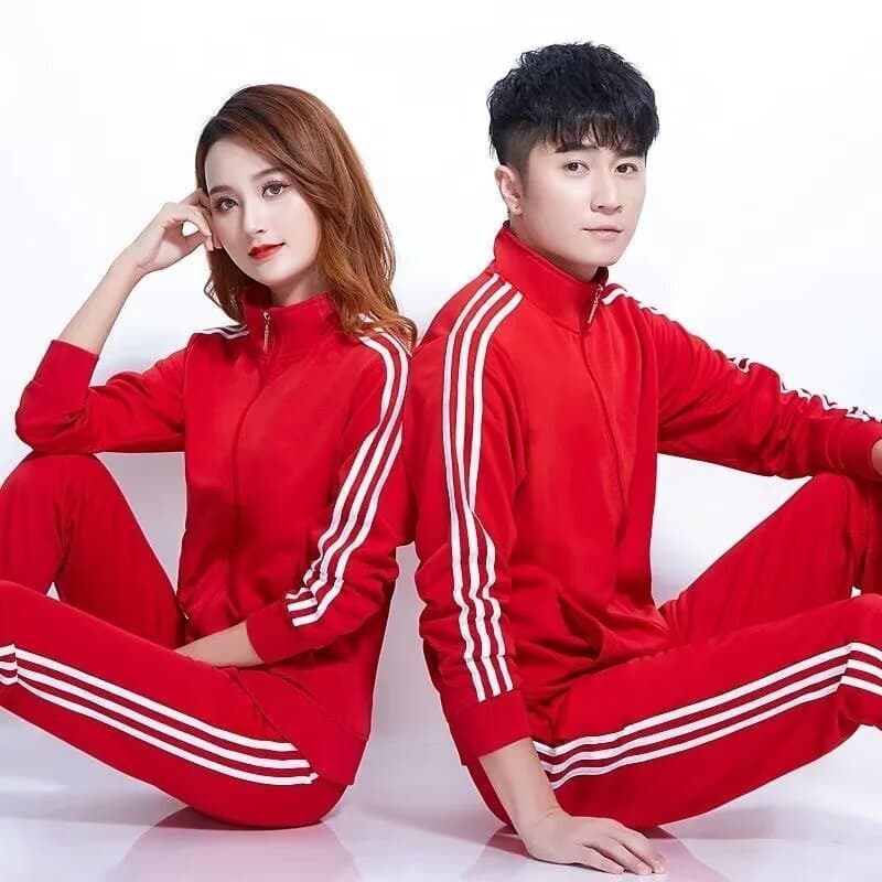 Spring and autumn thin coat sportswear men's casual three-stripe suit outdoor running sweatshirt and sweatpants two-piece set