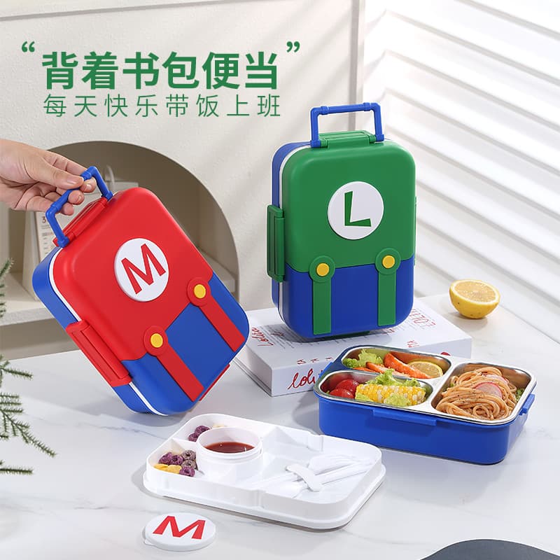 304 Stainless Steel Lunch Box Independent Sealed Compartment Bento Box Kids Anti-Odor Double-Layer Insulated Lunch Box Portable