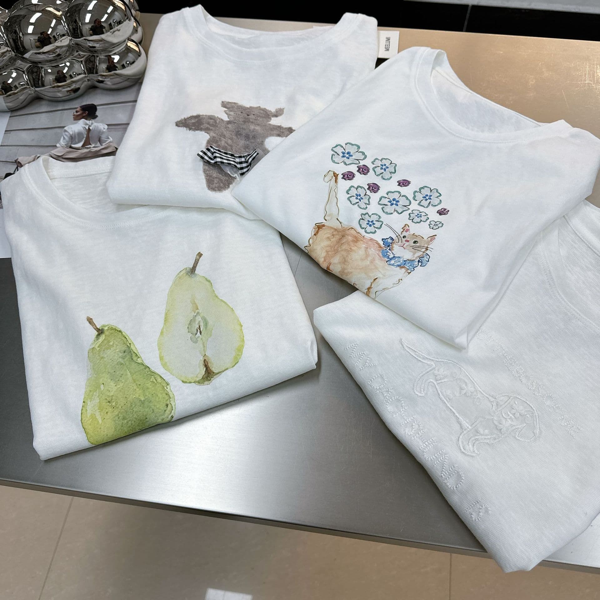 2026 Summer Thin Round Neck Printed T-Shirt for Women, Slightly Sheer Short-Sleeved Loose-Fitting Outerwear Slimming Top