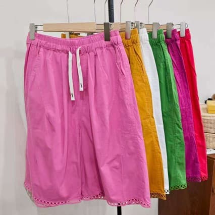 Washed cotton embroidered large and medium pants 64 length
