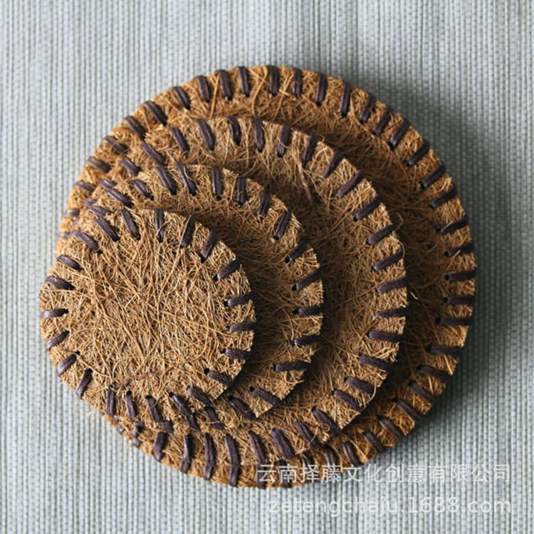 Factory Direct Special Coconut Coir Pads, Fine Coconut Fiber Mat, Heat Insulation Placemats, Pot and Cup Coasters for Tea Ceremony