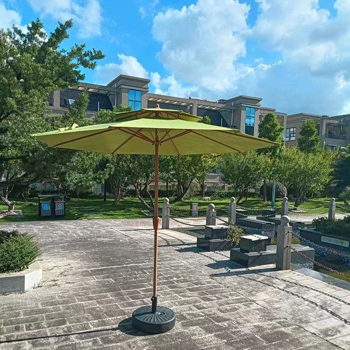 Outdoor Center Pole Umbrella, Balcony Leisure Patio Sun Beach Straight Pole with Crank Handle, Rainproof Advertising Stall Shade Umbrella LD