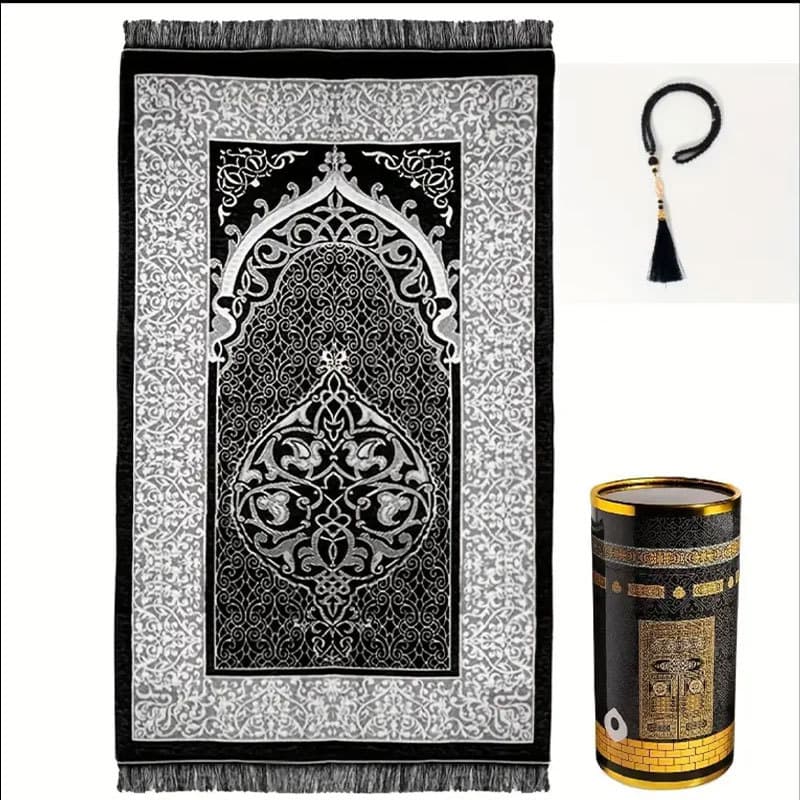 Cross-border portable prayer blanket, rosary cloth bag, imitation silk versatile set, gift travel blanket set manufacturer