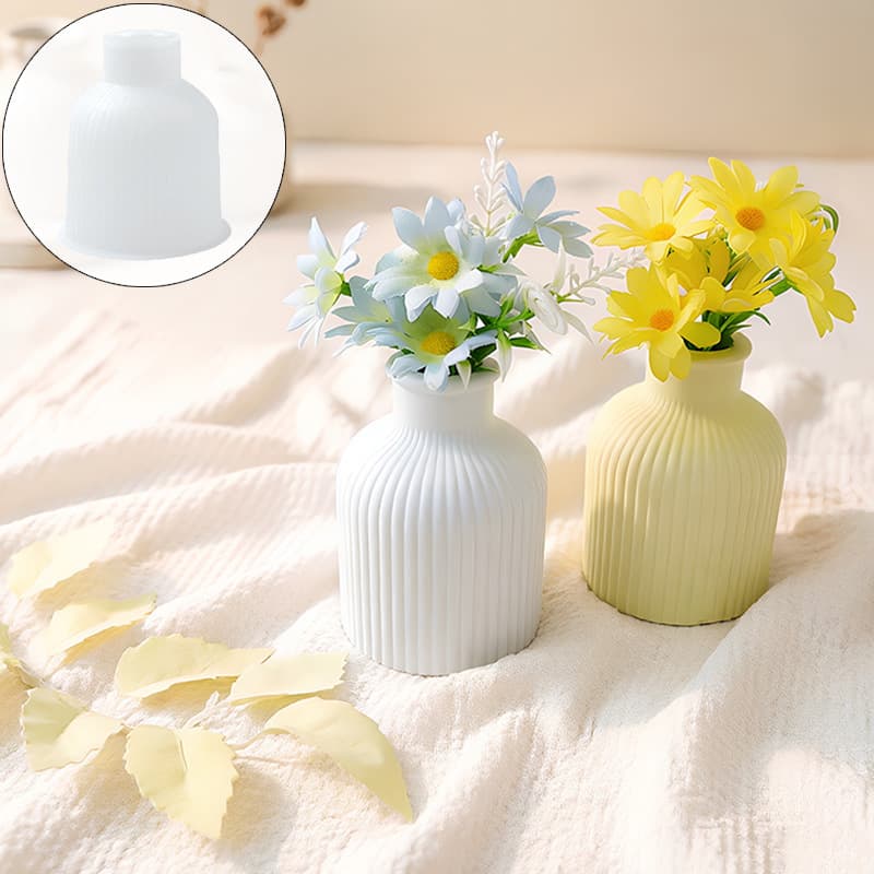 Cross-border European and American style striped vase ornament silicone mold, fresh striped vase model plaster mold, in stock