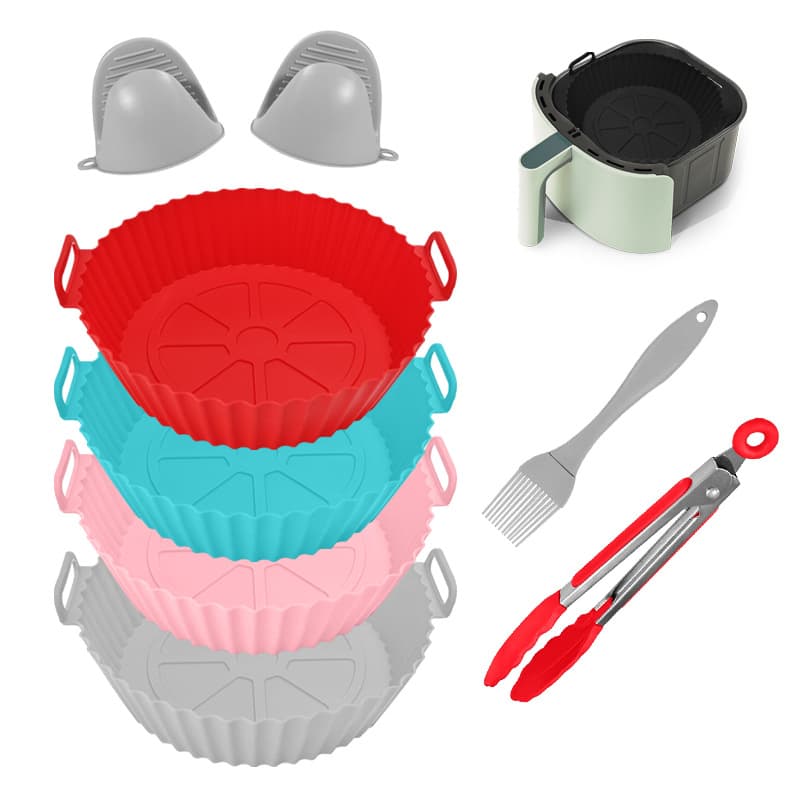 Amazon Hot Selling Silicone Air Fryer Baking Tray, Food Grade Silicone 60g Round Silicone Air Fryer Baking Tray