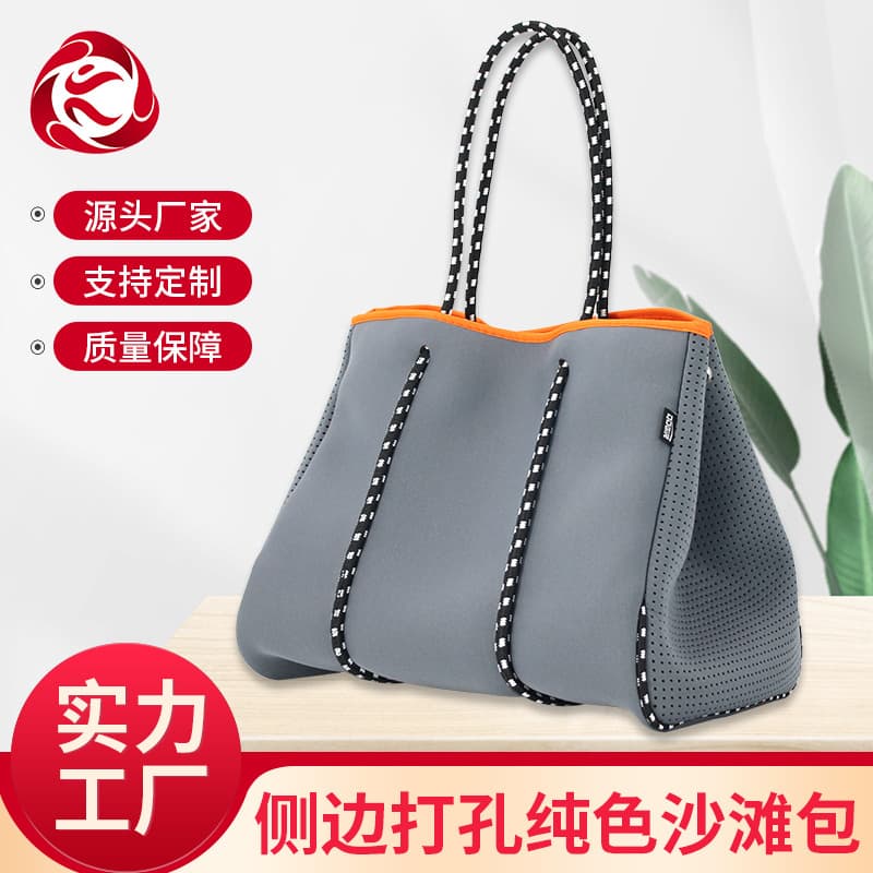 Factory Direct Handheld Shopping Bag Casual Women's Bag Side Perforated Neoprene Beach Bag Outdoor Waterproof Bag