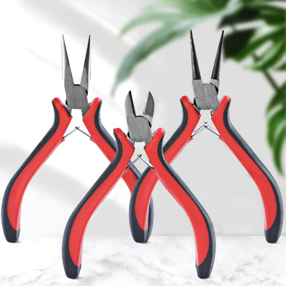 New multifunctional jewelry pliers three-piece set DIY hand tools pointed nose pliers round nose pliers oblique nose pliers set handle pliers