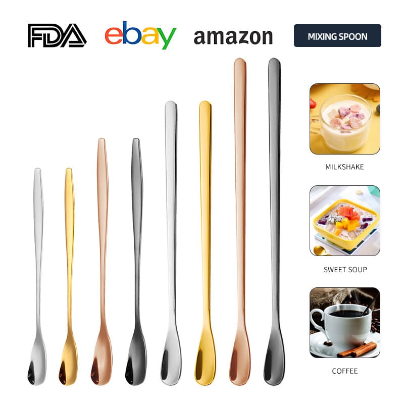 304 Stainless Steel Stirring Stick Long Handle Coffee Dessert Stirring Spoon Cocktail Stirrer Bar Spoon Milk Powder Small Spoon