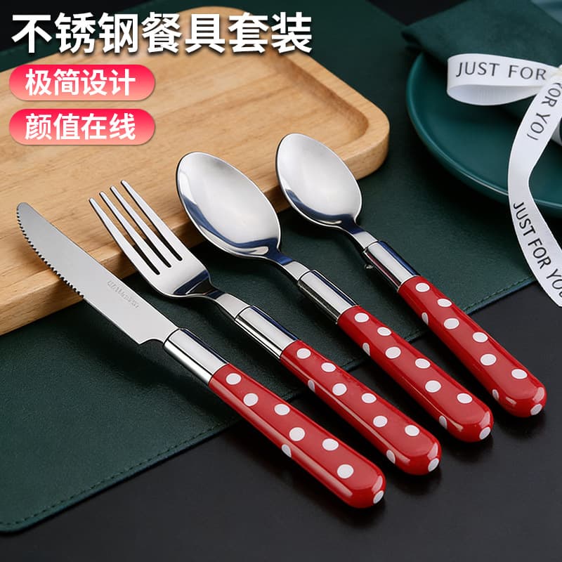 Cross-border Stainless Steel Dinnerware Set for Western Restaurants, Hotels, and Home Use - 24-Piece Set Including Main Course Knife, Steak Knife, Fork, Spoon, and Soup Spoon - Wholesale