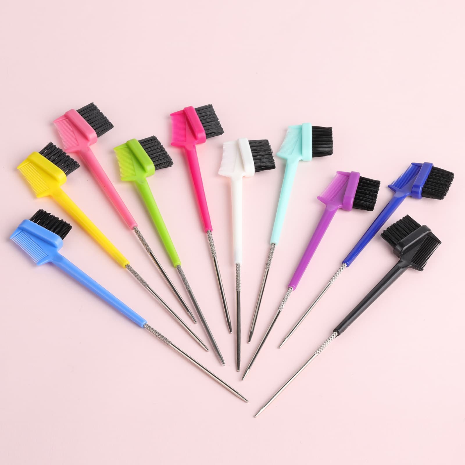 Cross-border steel needle eyebrow brush, flyaway hair comb, and eyebrow brush three-in-one dual-use highlighting tail comb needle cleaning brush dual-ended.