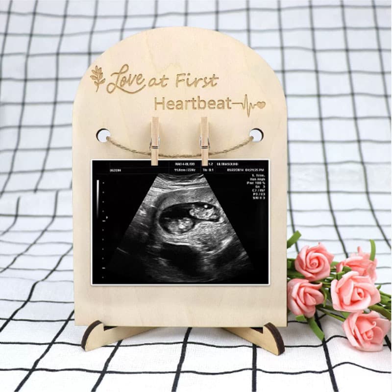 Cross-border New Wooden Double-sided Baby Ultrasound Memorial Photo Frame Newborn Birth Sign Desktop Decoration