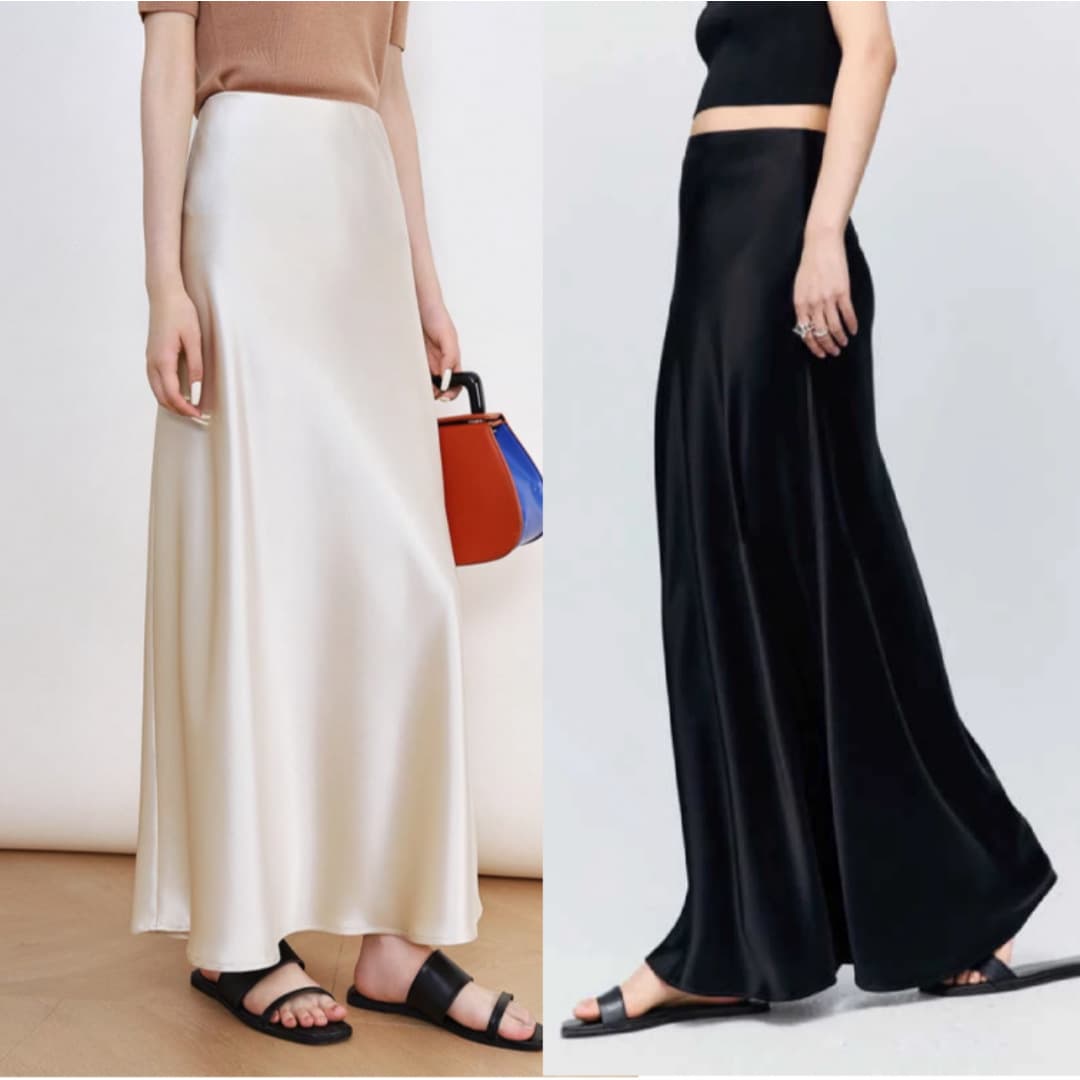 Luxury Real Acetate Heavyweight Draping Silky White Skirt for Women, Imported Satin High-Waist Slimming Fishtail Long Skirt