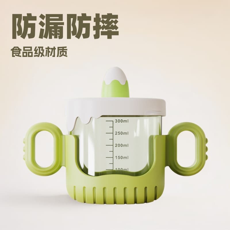 Baby Sippy Cup with Straw for Toddlers 1-3 Years, Drop-Proof with Handles and Measurement Marks, Milk Cup for Kids, Wholesale