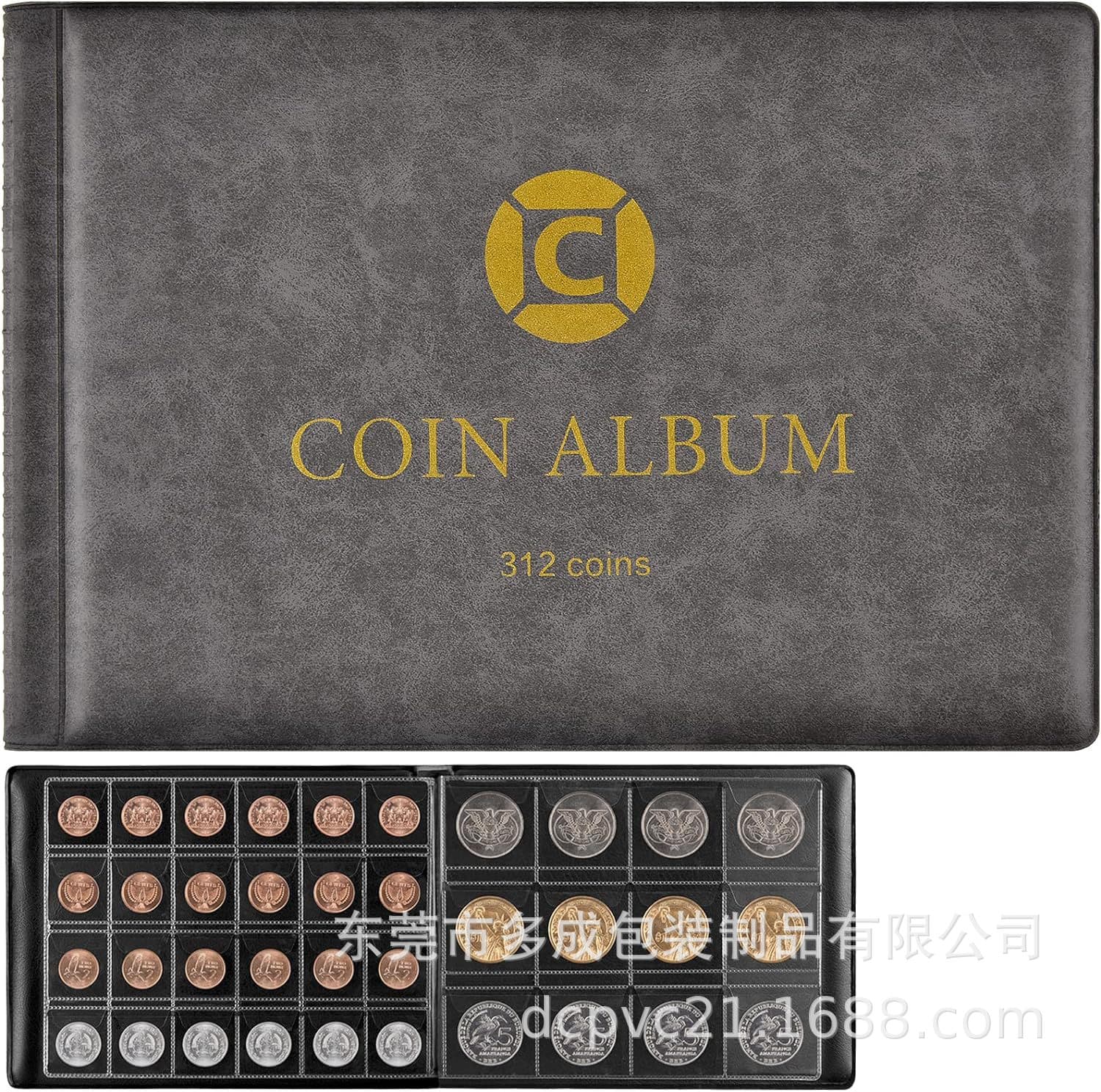 312 Grid Currency Album Large/Small Grid Combination Commemorative Coin Ancient Copper Coin Coin Commemorative Medal Collection Positioning Album
