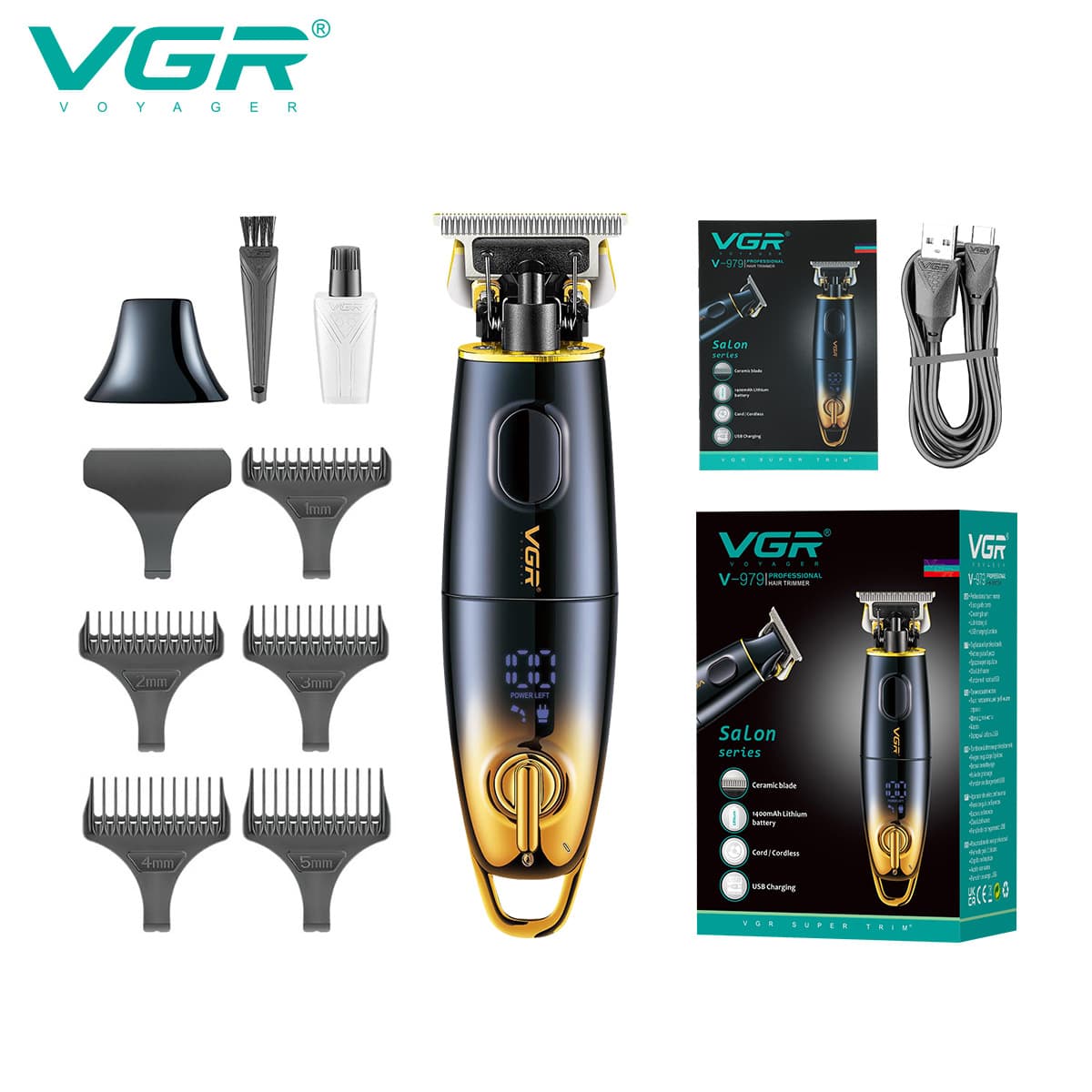 VGR979 Cross-border Vintage Oil Head Engraving Hair Clipper Wholesale Barber Hair Clipper Electric Hair Trimmer for Home Use