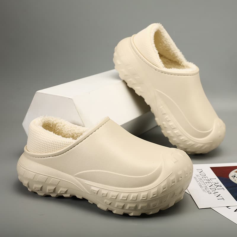 Men's Fleece-Lined Cotton Shoes, Winter Outdoor Wear, Tire Sole Couple Style Thick Sole Warm Home Simple Anti-Slip Waterproof Cotton Shoes