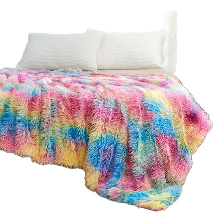 2025 Bestseller Tie-Dye Premium Mink Fur Blanket, Long Plush Flannel Double-Layer Cross-Border Nantong Blanket Bedding