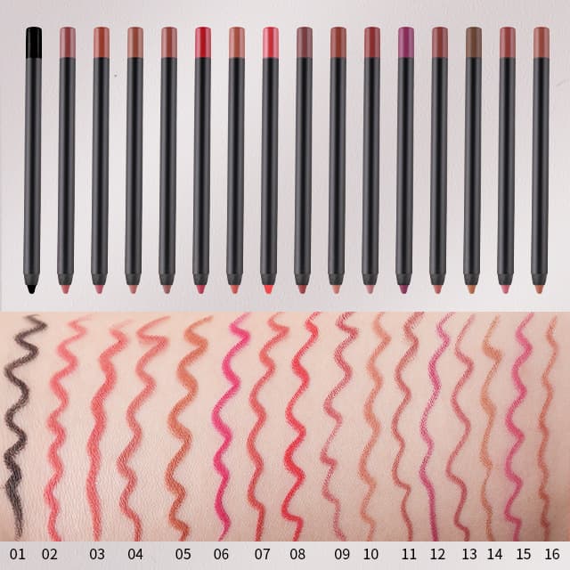 16-Color Eyeliner Lip Liner Pencil Long-Lasting Waterproof Easy to Apply