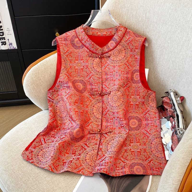 New Chinese style high-end Song brocade vest for women, 2025 spring new light national style top.