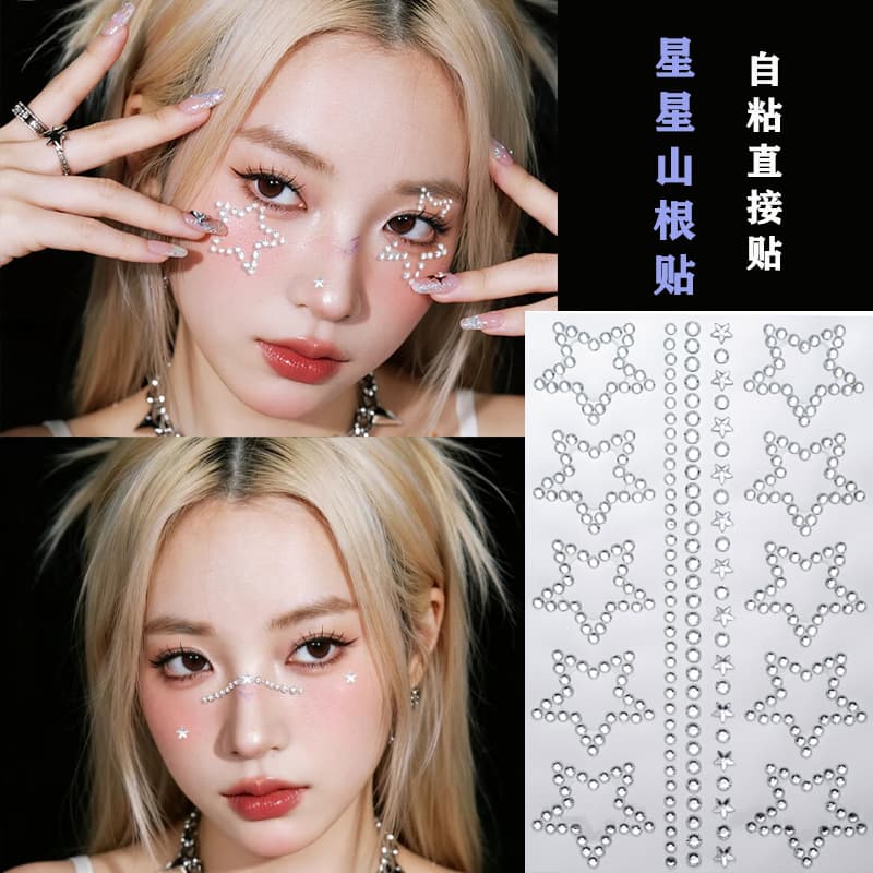 Trending Eye Makeup Diamond Waterdrop Rhinestone Tear Sticker Self-Adhesive Beauty Mark Sparkle Crystal Face Jewelry Creative Face Rhinestone Decals