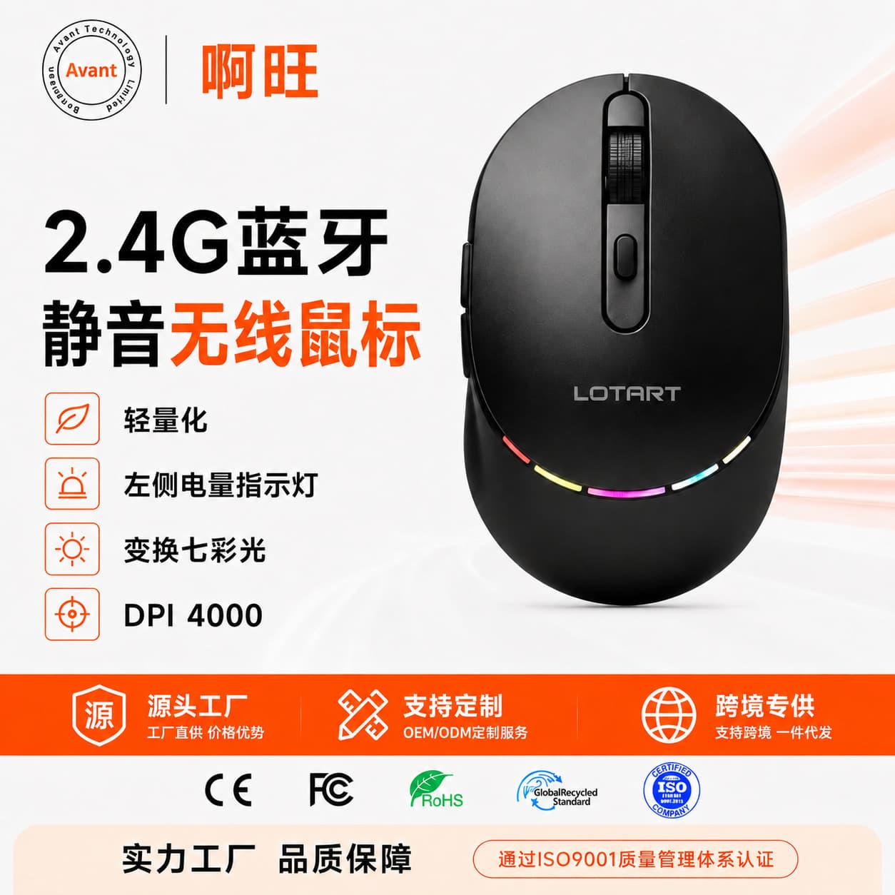 Cross-border factory wireless Bluetooth 2.4G optical mouse lightweight portable tablet silent charging wireless mouse