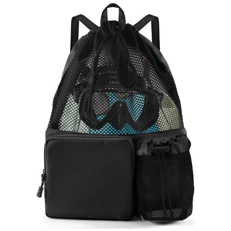 Mesh Drawstring Backpack Shoe Bag Swimming Rope Bag with Handle Gym Beach Travel Pocket Beach Bag