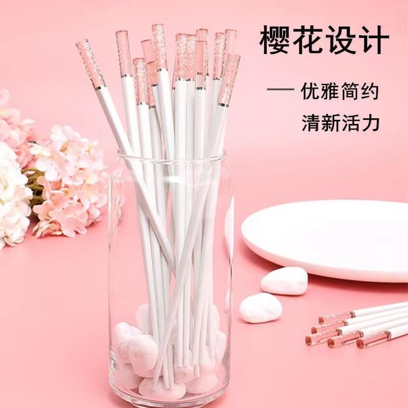 Chopsticks Amber Cherry Blossom High-end Alloy Chopsticks Distinctive Non-slip Japanese Style Chopsticks Household Antibacterial High-temperature Resistant Chopsticks