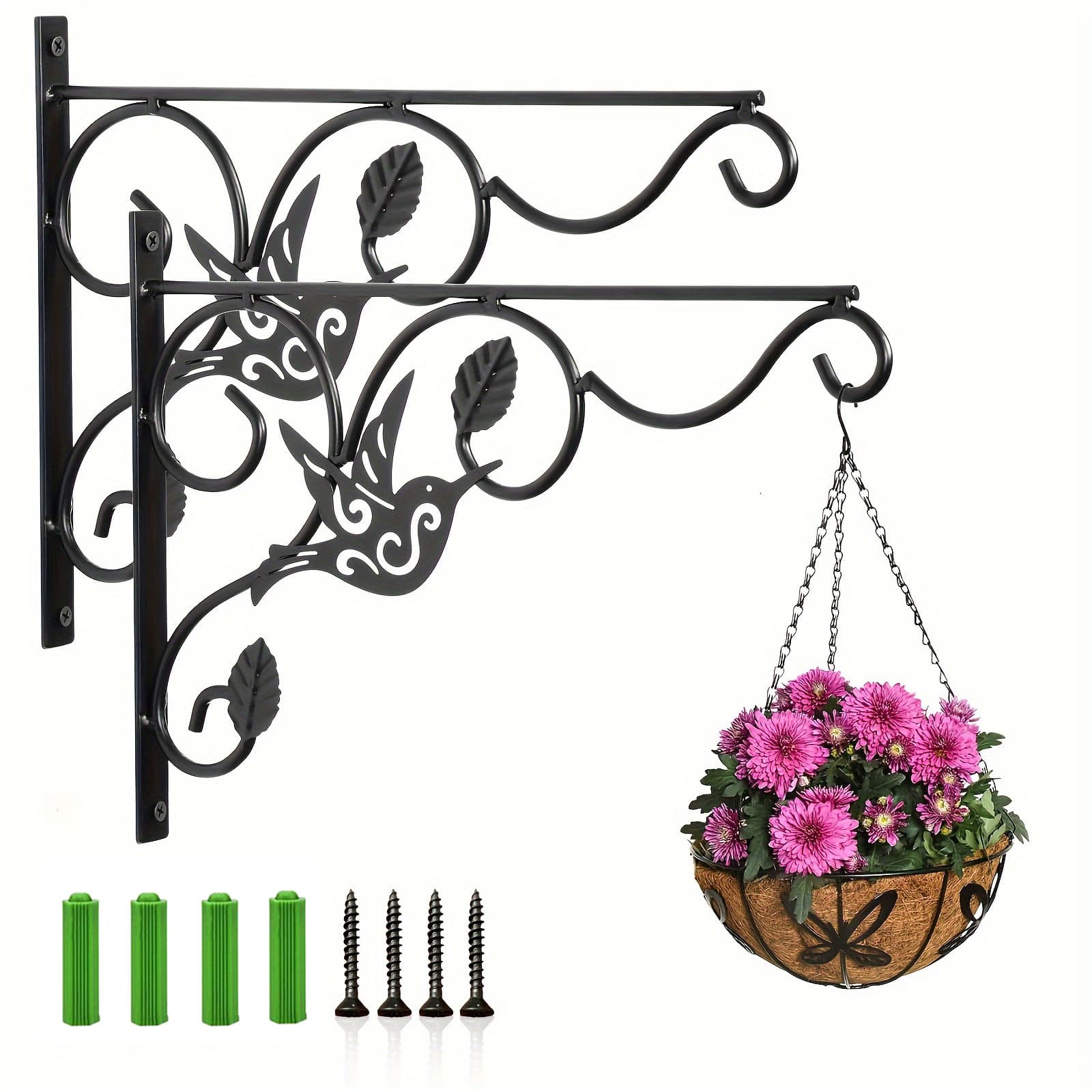 Cross-border Hot-Selling Courtyard Pendant Lights, Metal Wall Hooks, Wrought Iron Wall-Mounted Birdcage Flower Basket Hangers, Balcony Plant Hanging Supports