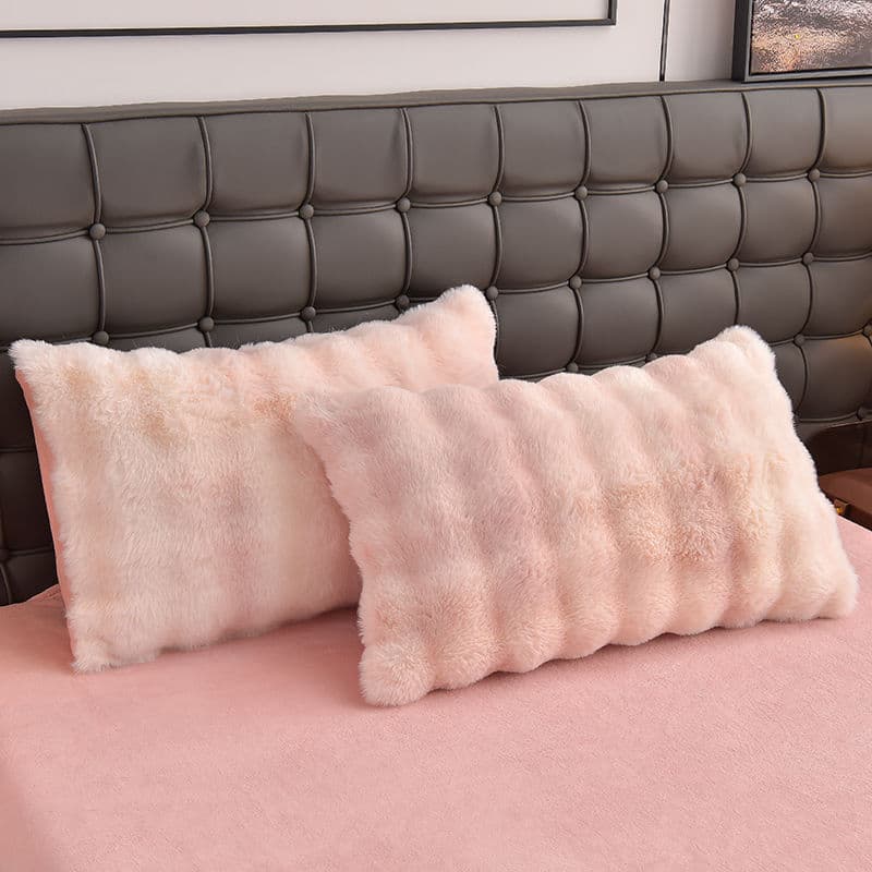 New Long Hair Bubble Bunny Fleece Pillowcase, Flannel Home Use Plush 48*74 Thickened Milk Fleece Factory
