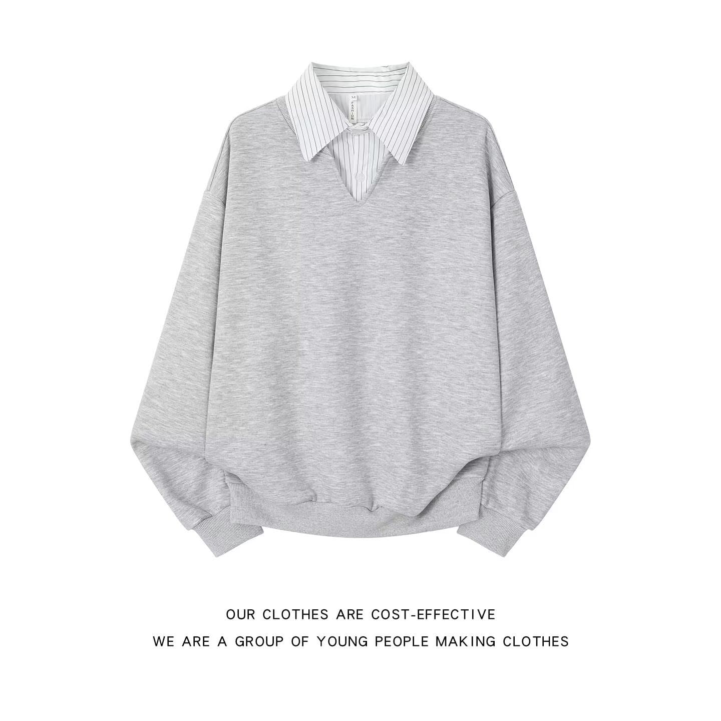 2026 Trendy Hong Kong Style Striped Long-Sleeve Polo Shirt for Men, American Retro Loose Layered Casual Versatile Sweatshirt