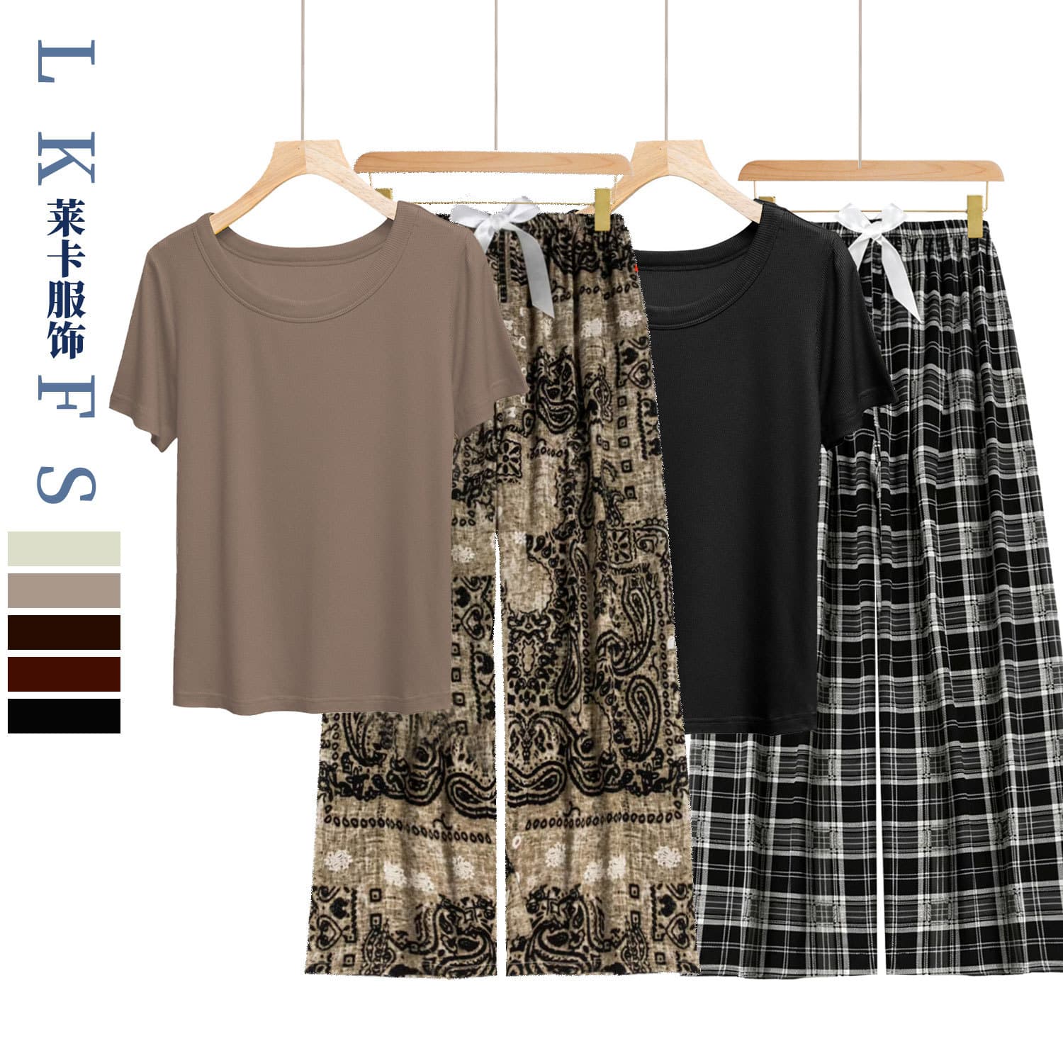 Pajama Set Cross-border Amazon Spring/Summer/Autumn Modal Cotton Silk Floral Pants Loungewear Sleepwear