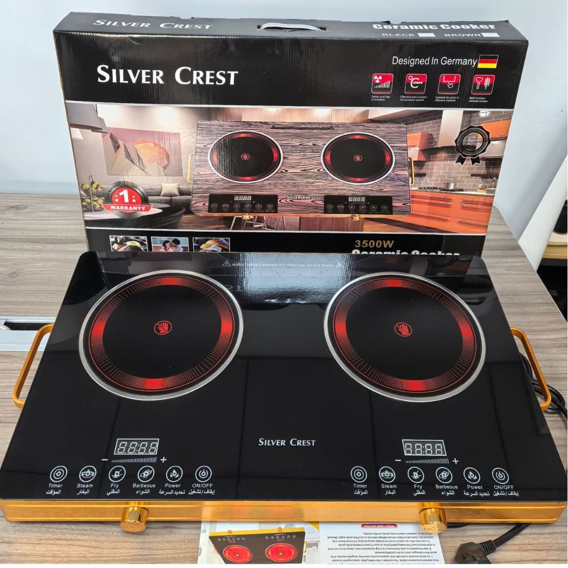 New Household Dual-Burner Ceramic Cooktop, Multifunctional Double Stove, Ultra-High Power 3500W, Smart Preset