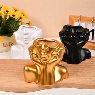 In Stock Cross-Border Nordic Ins Face Art Sculpture Ornament, Multifunctional Desktop Storage Pen Holder Makeup Brush Holder