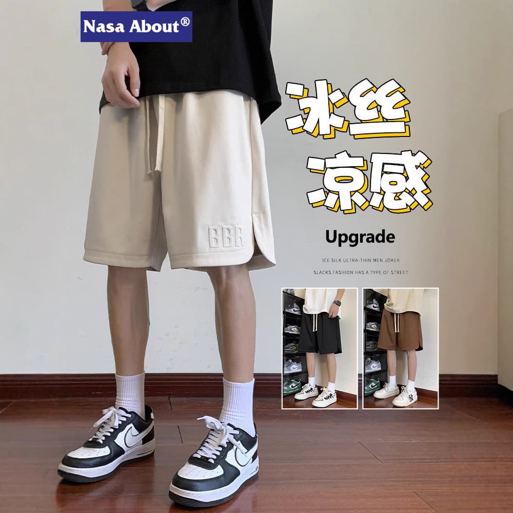 NASA ABOUT joint men's shorts summer 2026 new loose ice silk pants students summer five-point pants
