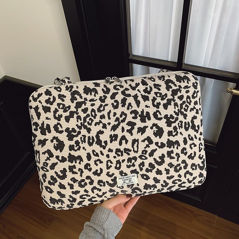 Korean-style leopard print laptop sleeve for iPad tablet 11/13/15 inch notebook storage shoulder bag