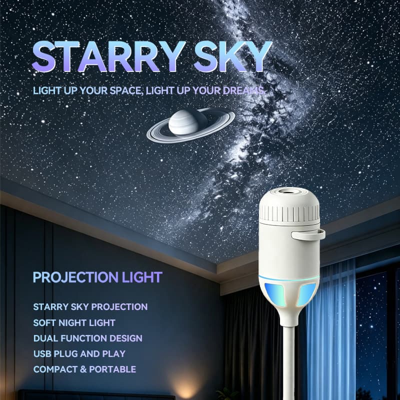 Cross-border USB Starry Sky Projector Light Dual-mode Night Light Car Bedroom Sleep Eye Protection Ambient Light Touch Control