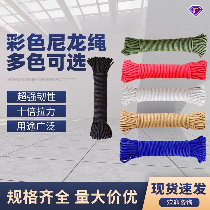 Braided Rope for Handicrafts, Decoration, Tent Guy Lines, Outdoor Tying, Polypropylene Safety Cord, Colored Nylon